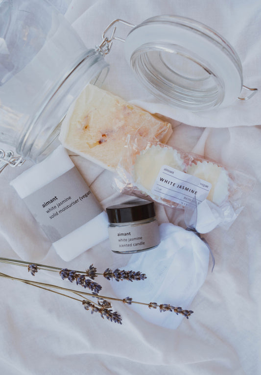 White Jasmine Jar Spa Set