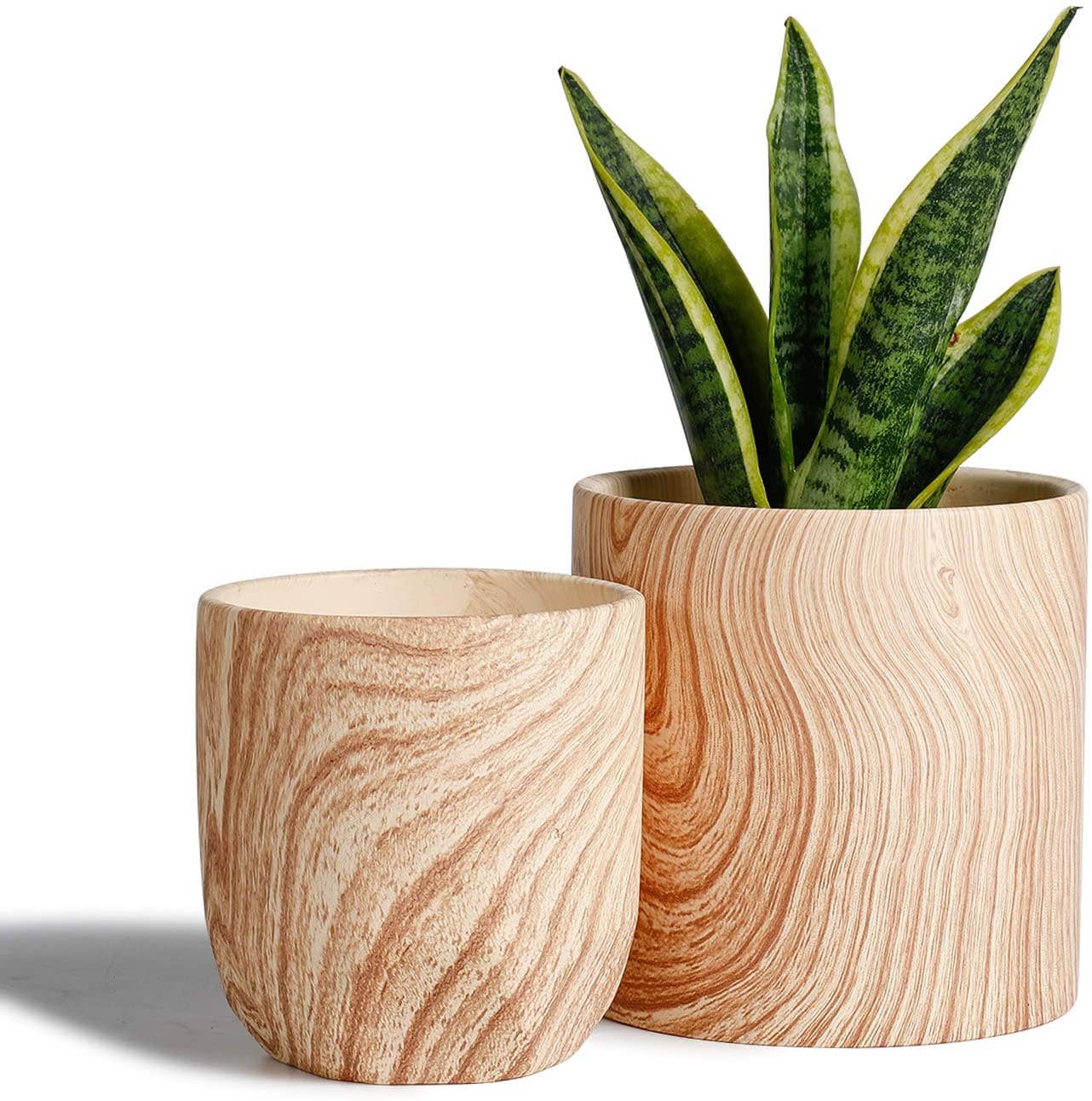 Wood Rings Ceramic Planters